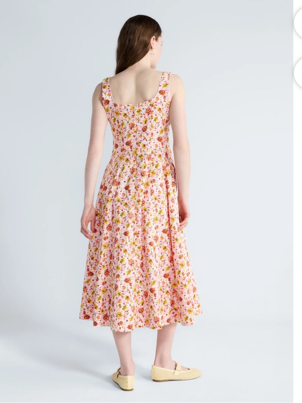 1346. Free Assembly Square Neck Cotton Midi Panel Dress NWT - Picture 2 of 5